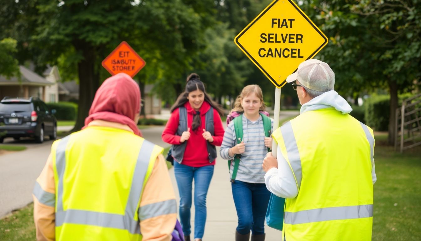 A family participating in an emergency drill, practicing their evacuation route.