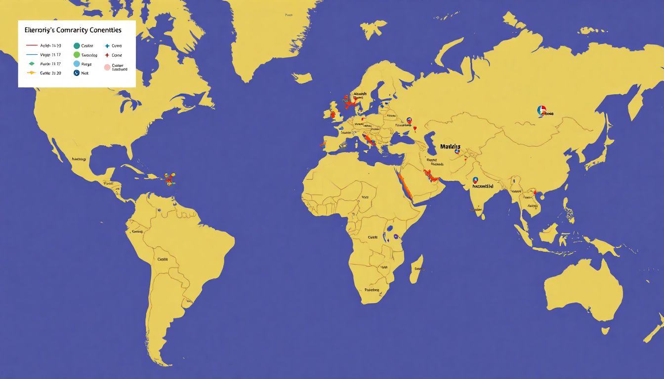 A map showing interconnected communities engaged in bartering activities.