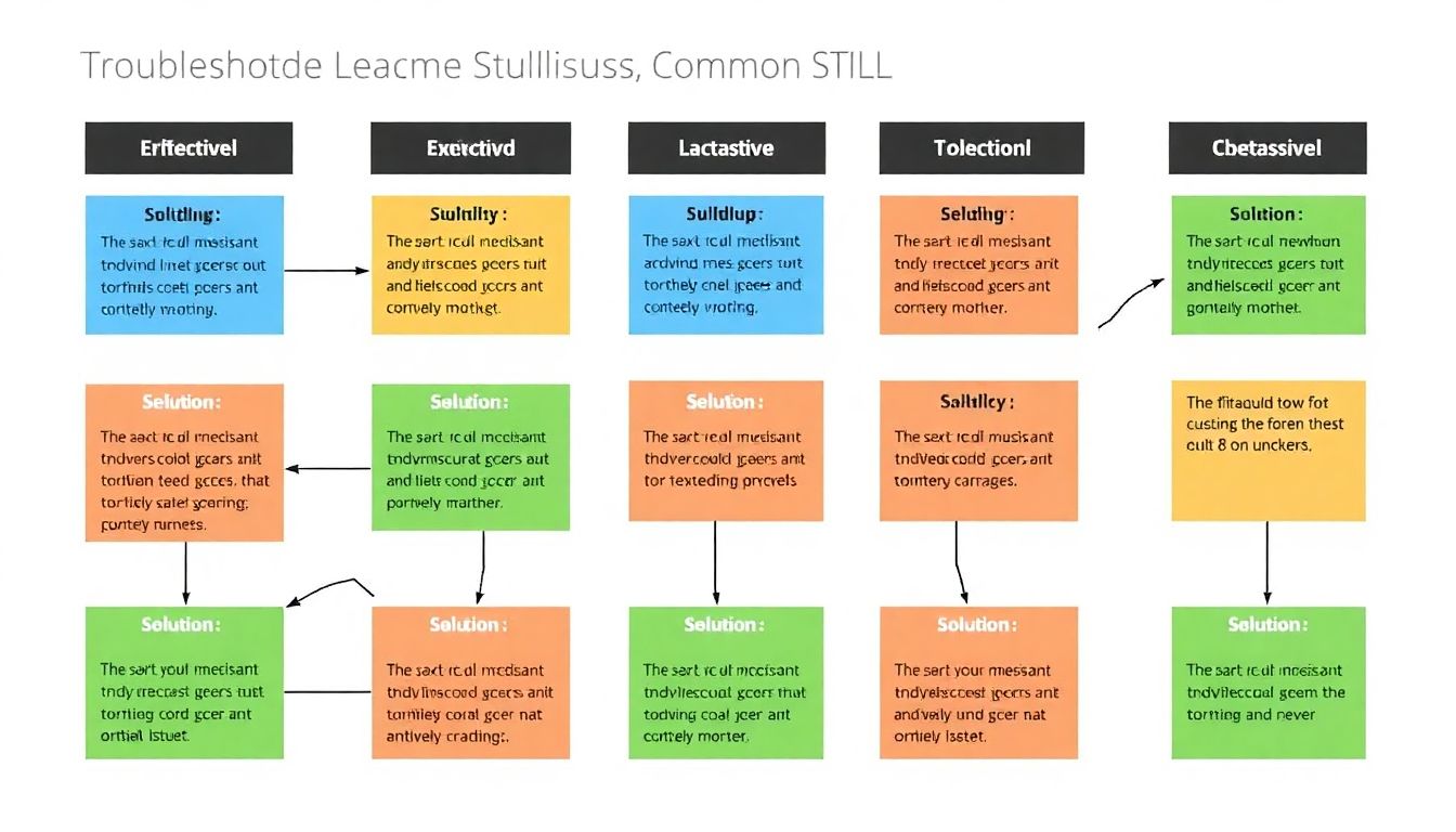 A visual guide to troubleshooting common still issues, with each issue clearly labeled and a corresponding solution.