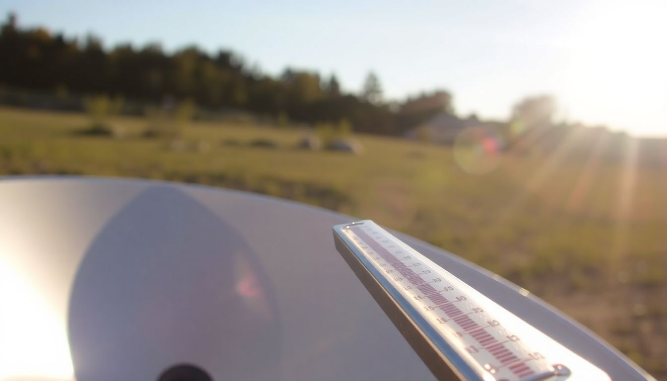 A time-lapse photograph of the parabolic solar cooker tracking the sun throughout the day, with a thermometer showing increasing temperatures.