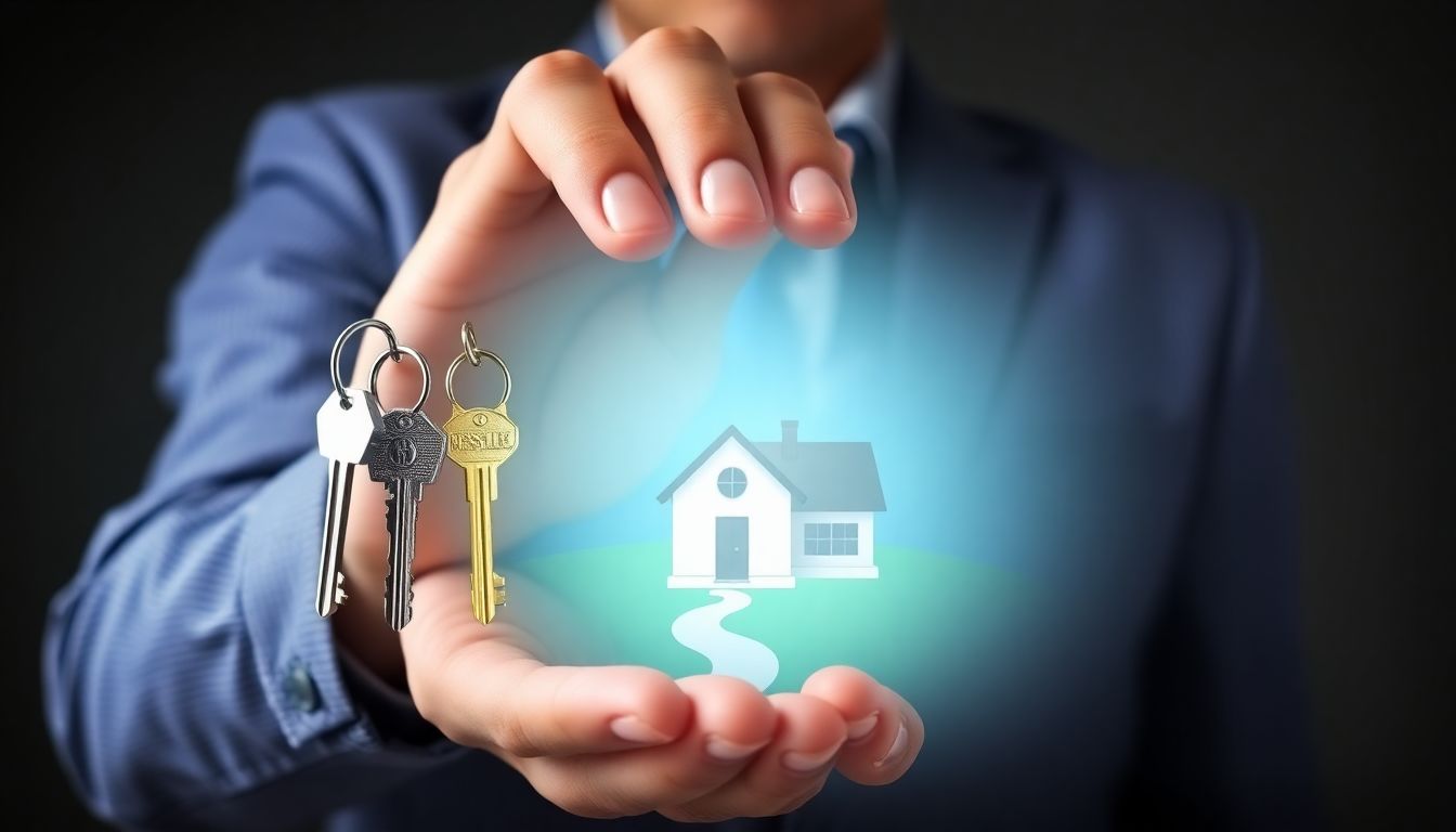 A person holding a bunch of keys, each unlocking a different door (representing income streams) to a secure house, symbolizing financial security.