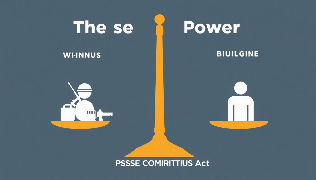 A graphic showing the balance between military and civilian power, with the Posse Comitatus Act as the scale.