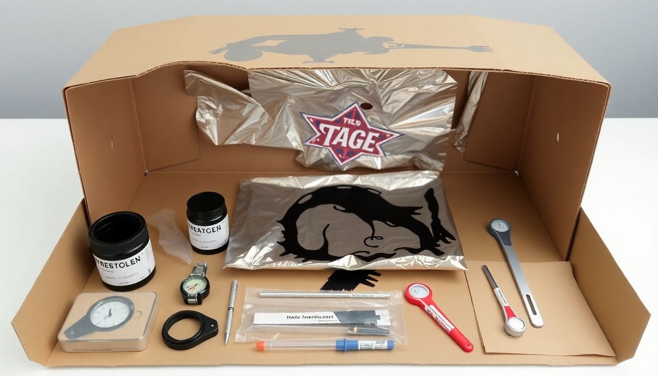 A well-organized collection of materials like cardboard, aluminum foil, black paint, and thermometers, ready to be assembled into a solar oven.