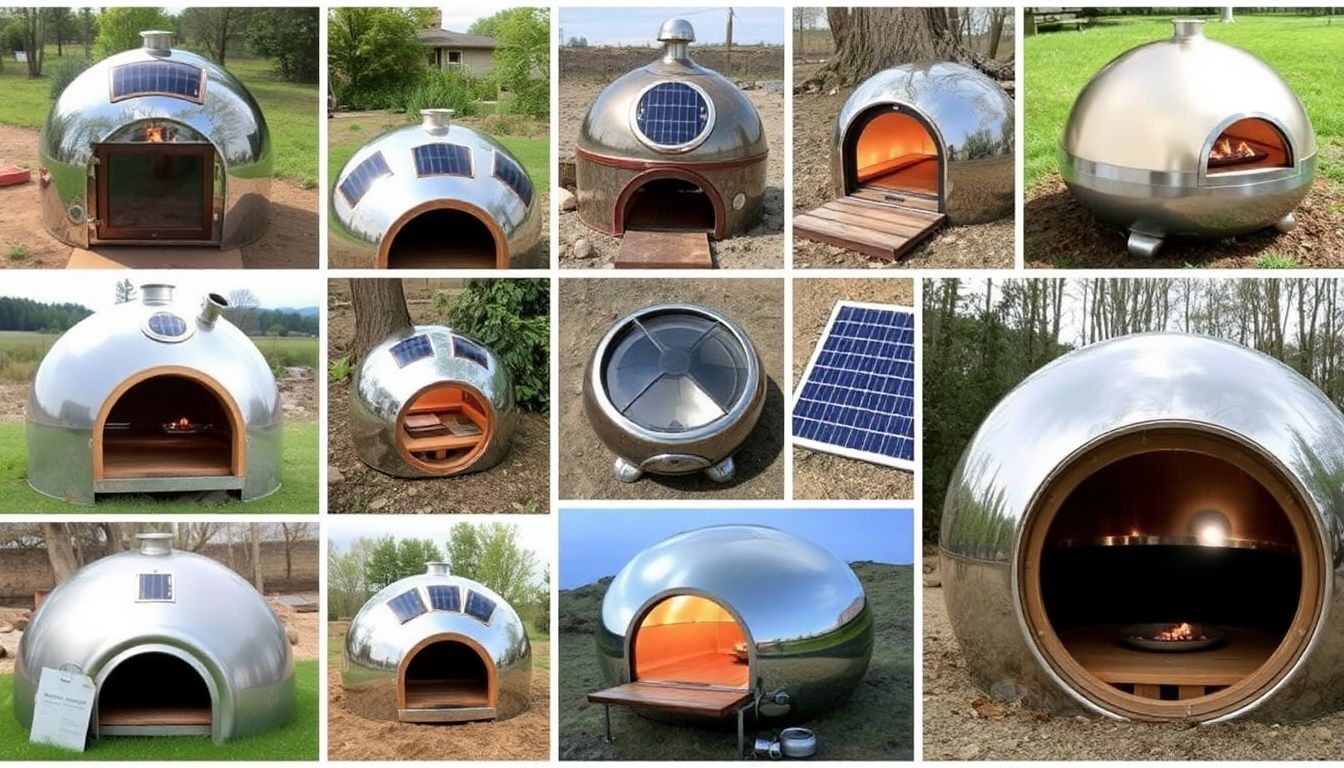 A collection of unique solar oven designs, from artistic to high-tech, showcasing the diversity of human ingenuity.