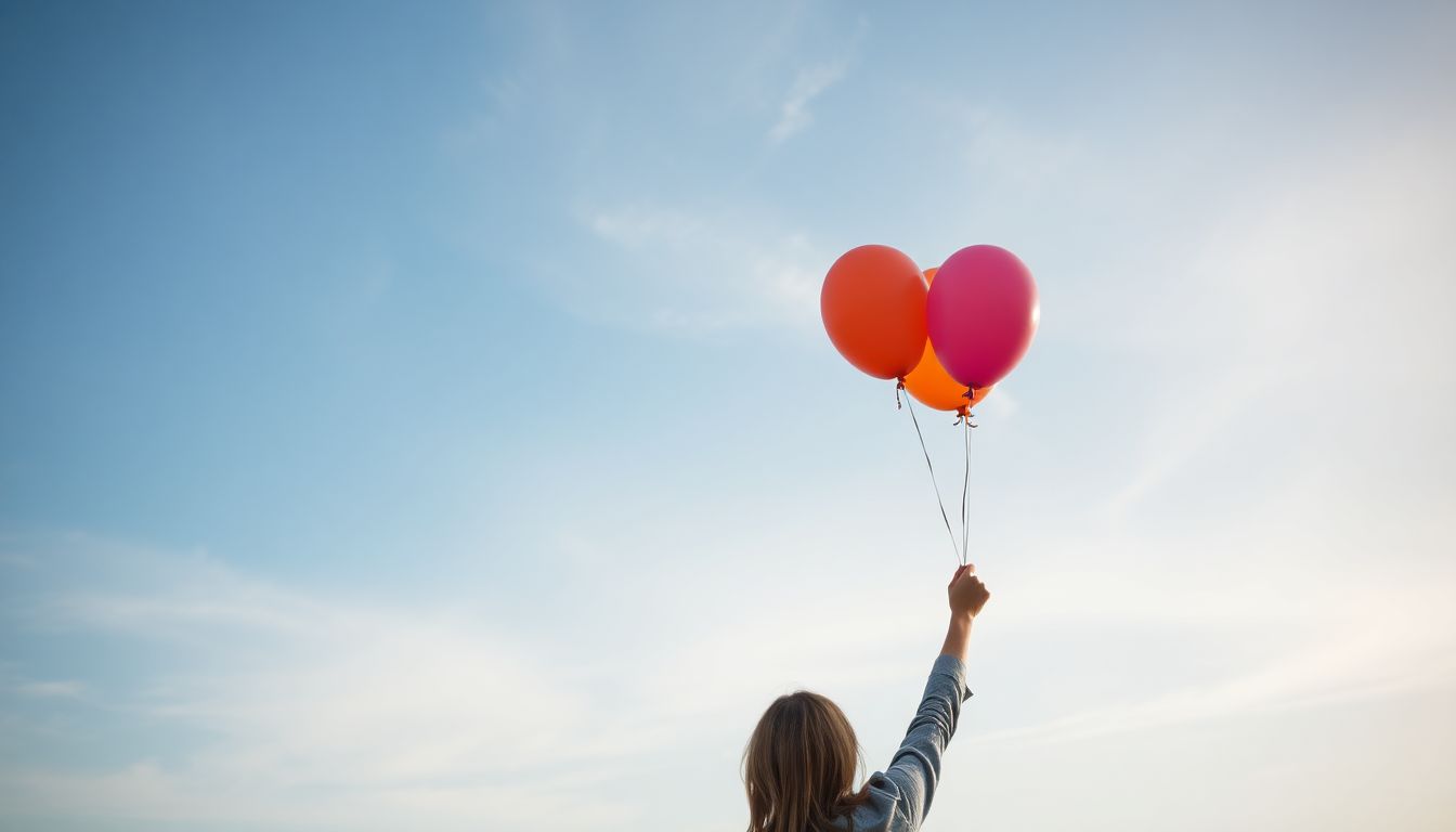 A person releasing a balloon into the sky, symbolizing the act of letting go and accepting what they cannot control.