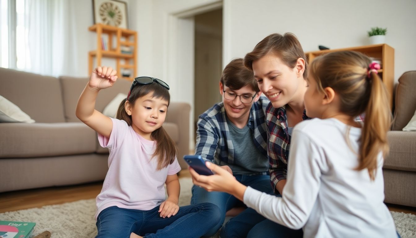 A family practicing earthquake drills at home.