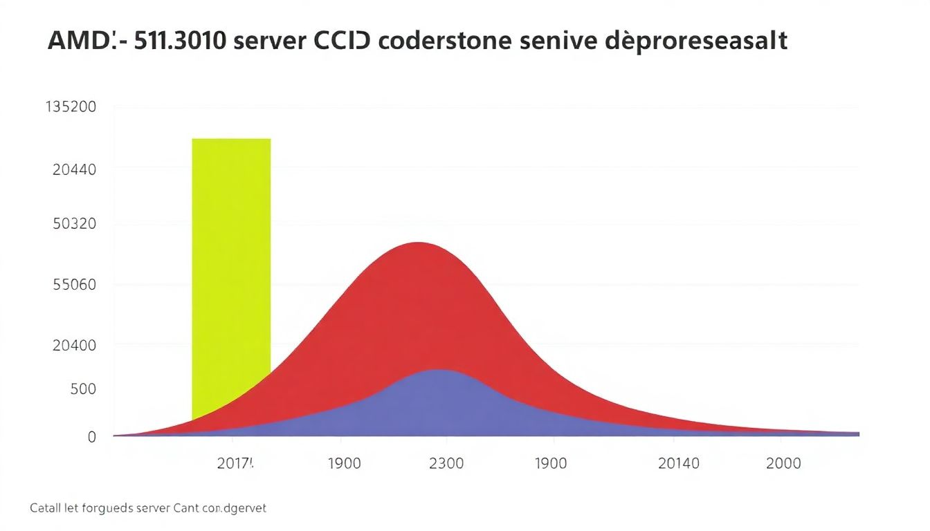 A graph showing AMD's market share growth in server CPUs, with Intel's recent improvement