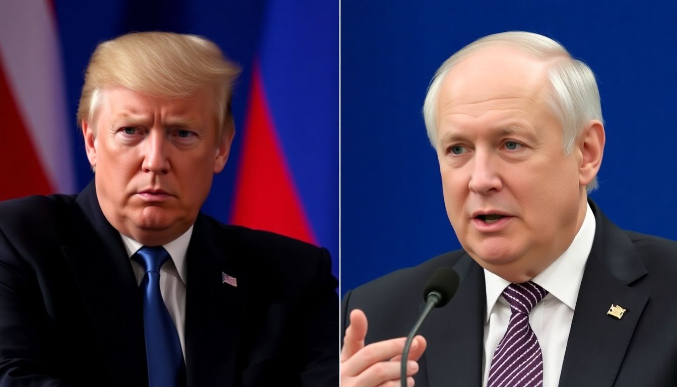 A split-screen image of Trump and Zelensky, with one side showing their tense past and the other side showing Zelensky's current efforts to engage with Trump.