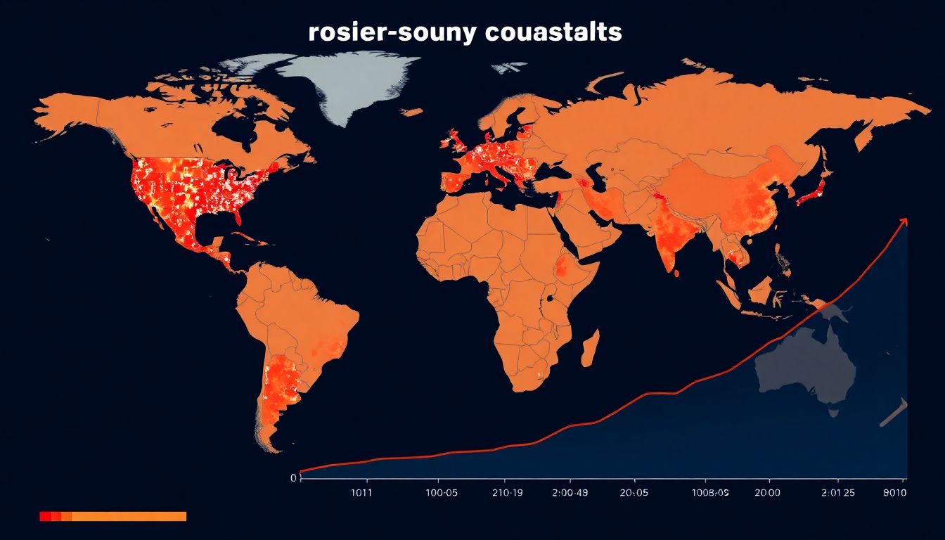 An image showing a map of the world with recent disaster hotspots marked, and a graph illustrating the increase in natural disasters over time