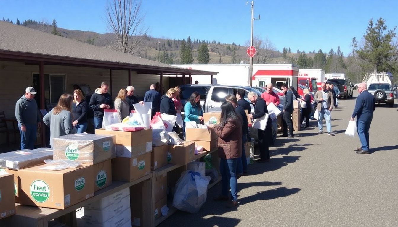 People donating supplies and volunteering their time to help Franklin Fire victims