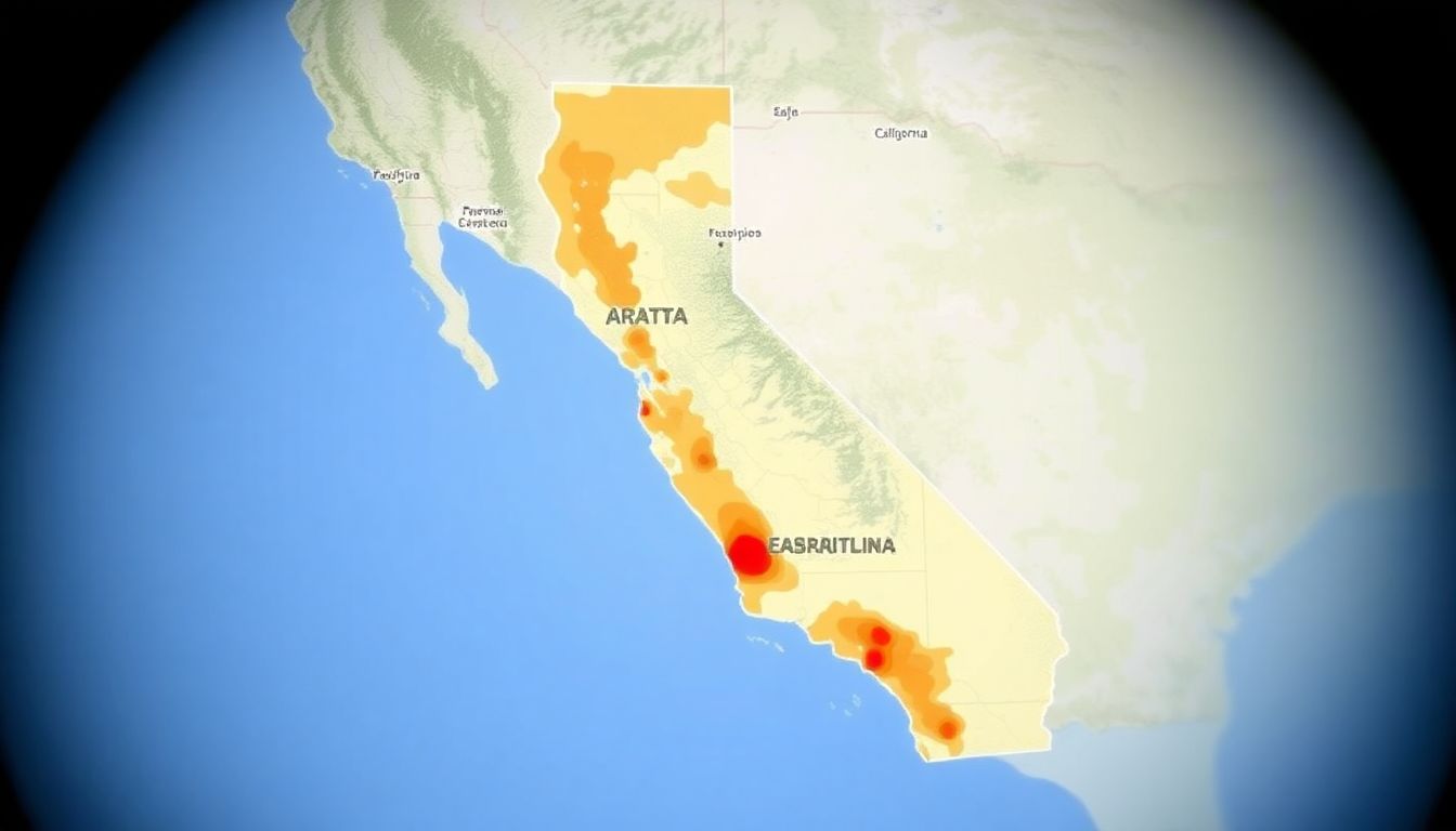 A map of California with the Franklin Fire's location and spread highlighted