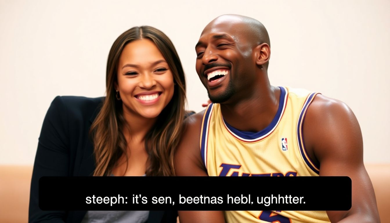 A heartwarming image of stephhh727 and Kobe together, with a caption that emphasizes the joy and laughter they share.