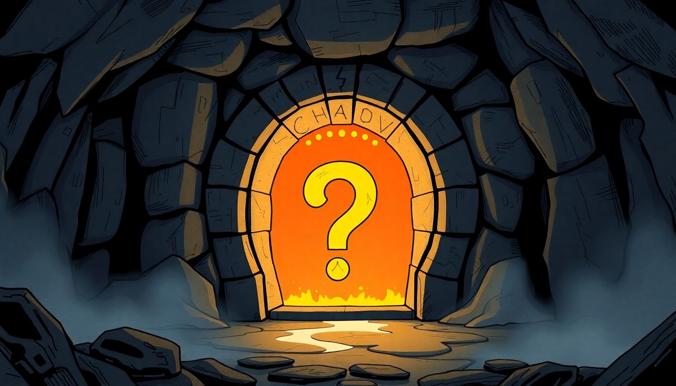 An illustration of the Chaos Vault, with a question mark or a '?' symbol, signifying the mystery surrounding it.