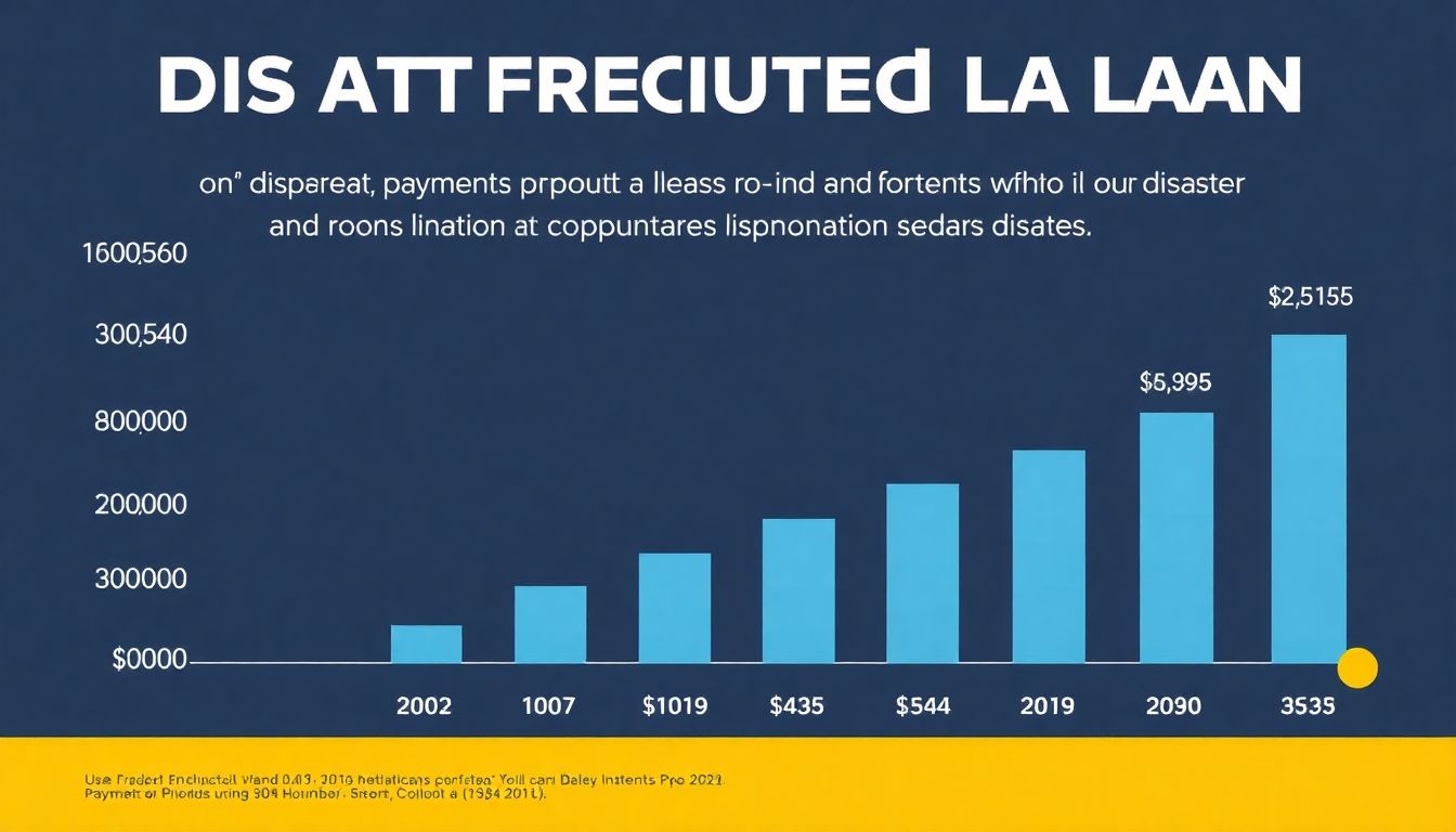 An infographic showing the escalating interest payments on a disaster-related loan over time.