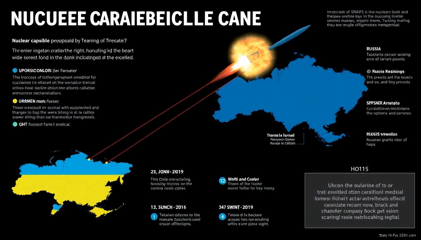 An infographic illustrating the trajectory and impact of the nuclear-capable missile, with a map of Ukraine and Russia, and key dates and events highlighted.