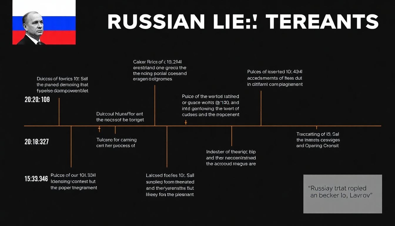 A timeline of Russia's nuclear threats and warnings, with key dates and events, and a quote from Lavrov.