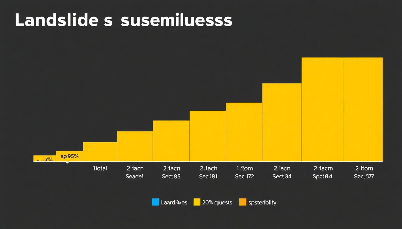 A bar chart showing the top 10 counties in Massachusetts, with their landslide susceptibility percentages and total susceptible areas labeled.