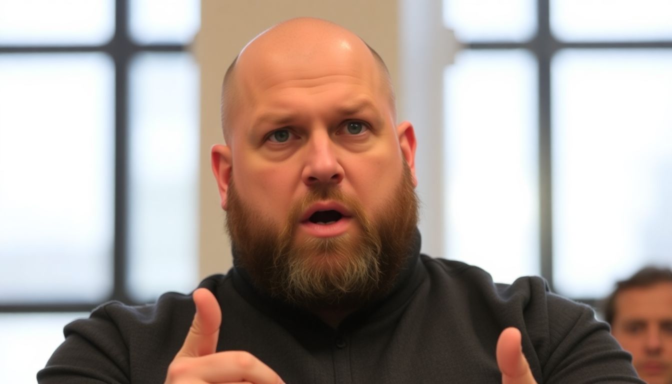 John Fetterman speaking confidently, with a determined expression on his face