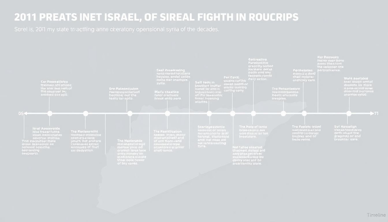 A timeline infographic showing key moments in Israel's strategic planning and operations against Syria over the decades.