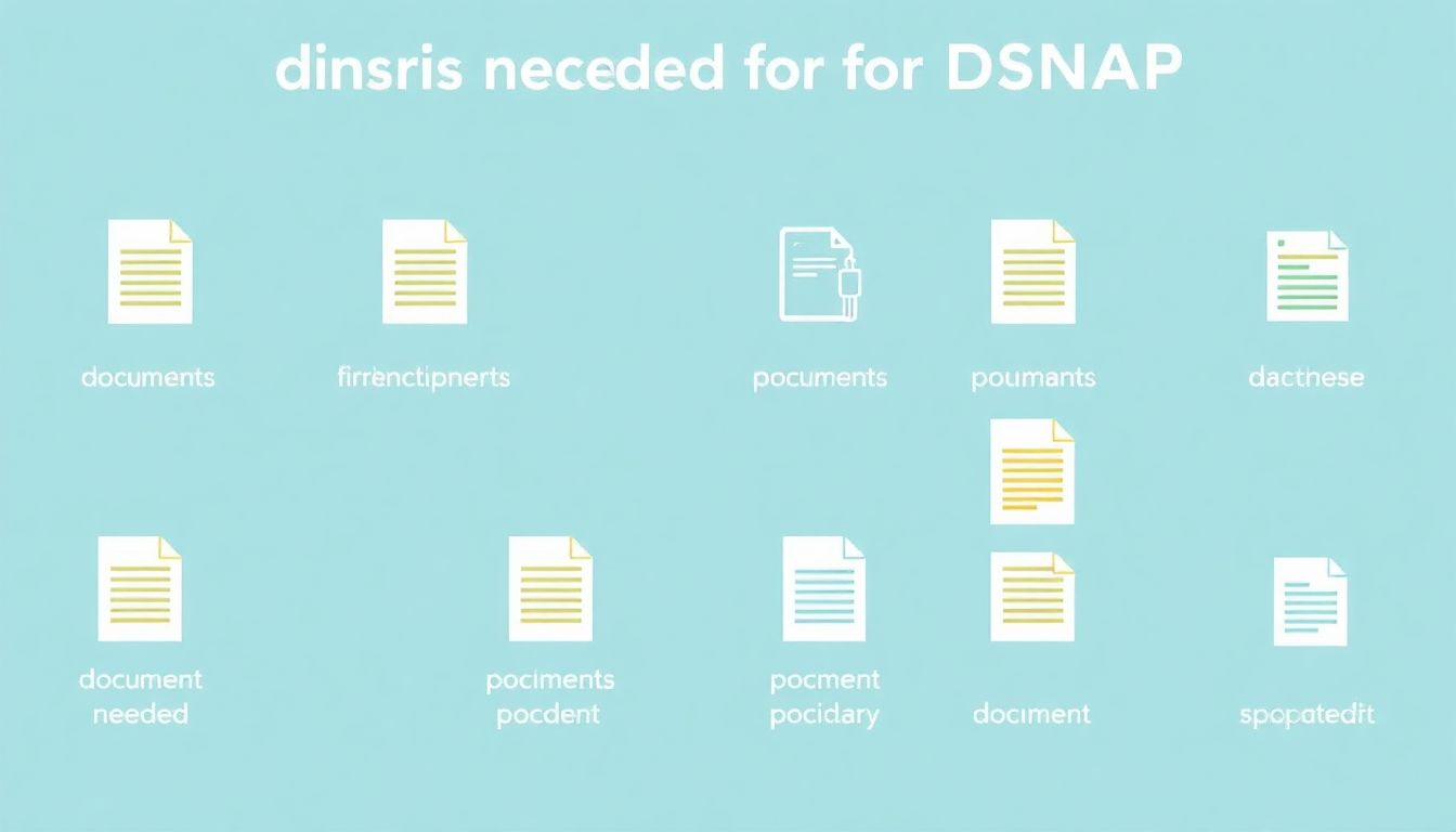 A visual guide of documents needed for DSNAP application, with icons representing each document type