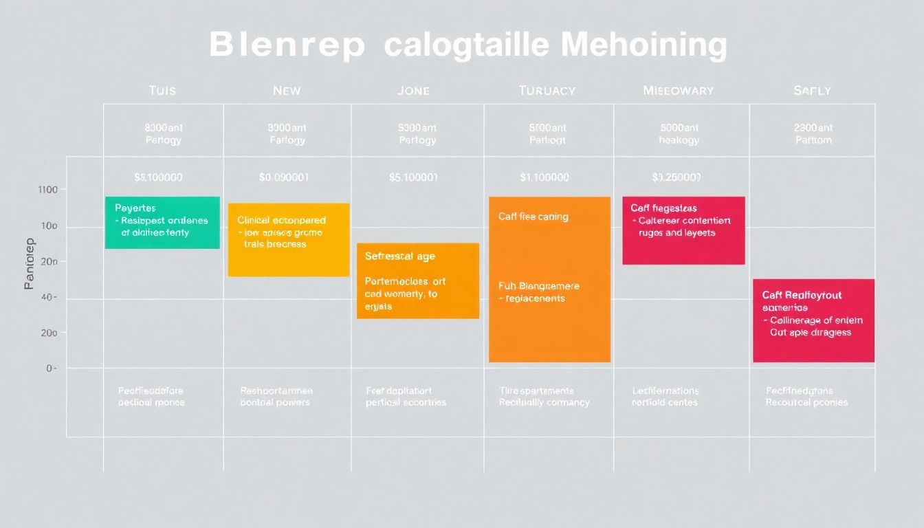 A calendar or roadmap showing upcoming clinical trials and milestones for Blenrep.