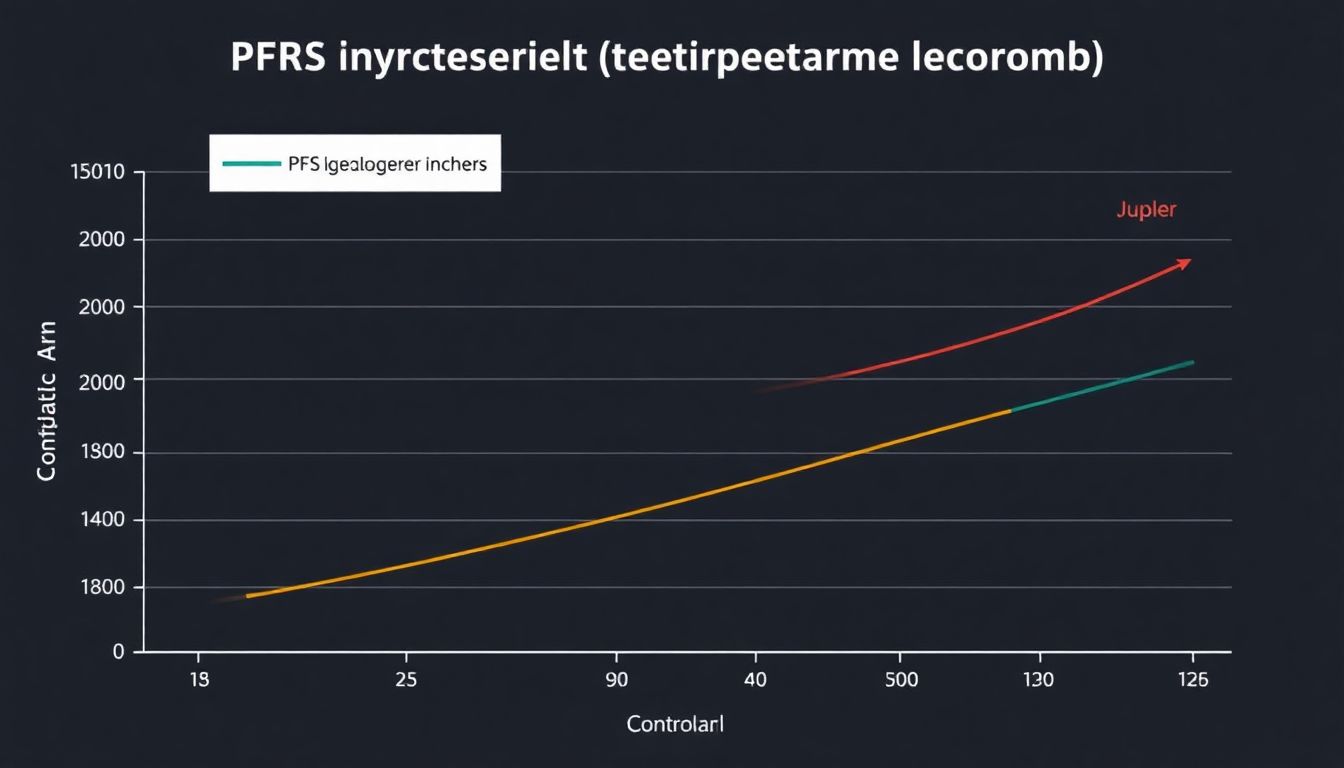 A graph showing the PFS improvement in the Jaypirca arm compared to the control arm