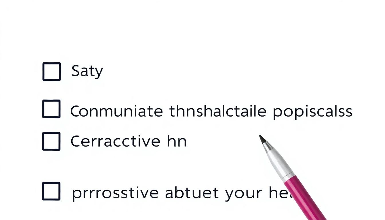 A checklist with items like 'Stay informed', 'Communicate with healthcare providers', and 'Be proactive about your health'.