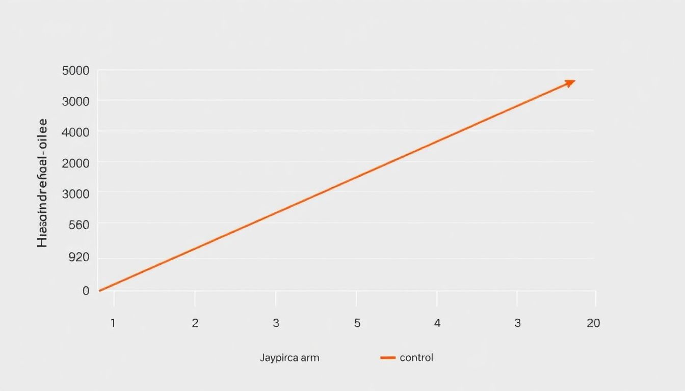 A line graph showing the hazard ratio of death between the Jaypirca arm and the control in the BRUIN CLL-321 study.