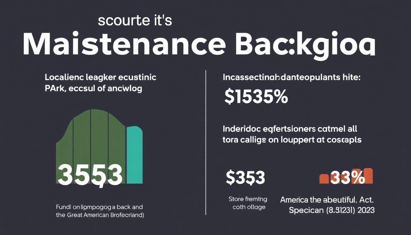 An infographic showing the Park Service's maintenance backlog, the funding provided by the Great American Outdoors Act, and the proposed funding from the America the Beautiful Act.