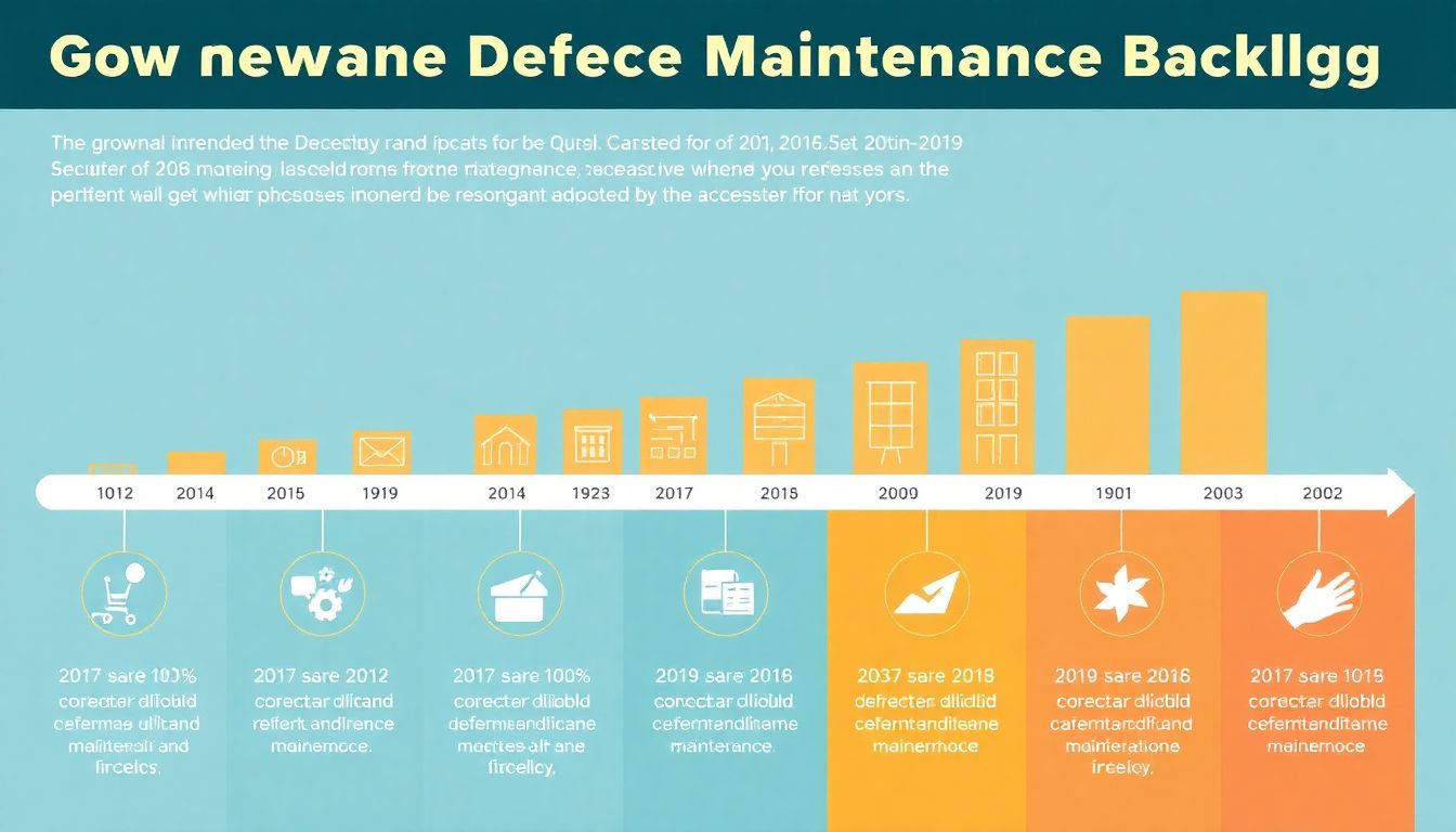 An infographic illustrating the growing deferred maintenance backlog, with a timeline showing how it has increased over the years.