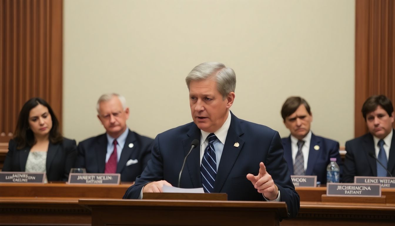 A frustrated Governor Cooper addressing the legislature, with lawmakers looking disinterested or dismissive in the background