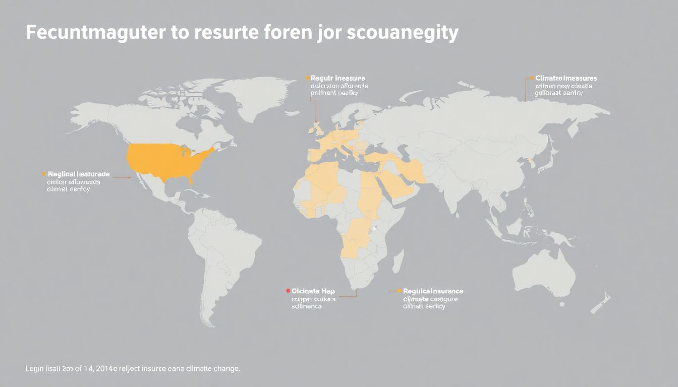 A world map with regulatory measures highlighted, demonstrating the global effort to adapt insurance to climate change.