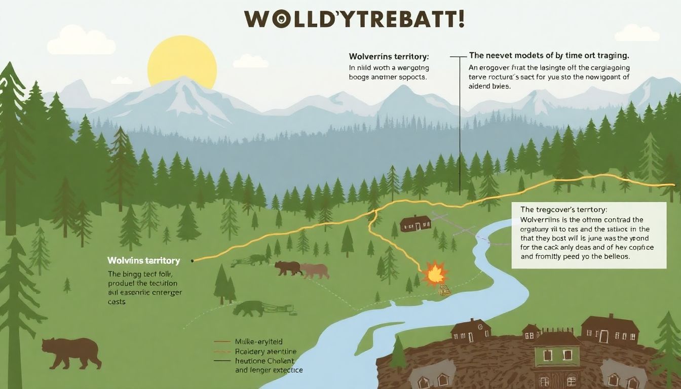 A graphic illustrating the wolverine's territory and the impact of trapping on it.