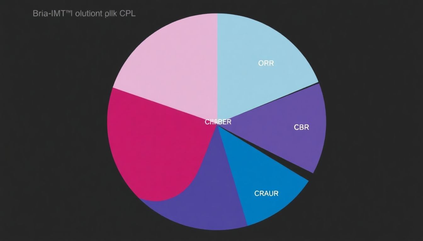 A pie chart showing the distribution of ORR and CBR across different MBC patient subsets treated with Bria-IMT™ plus CPI.