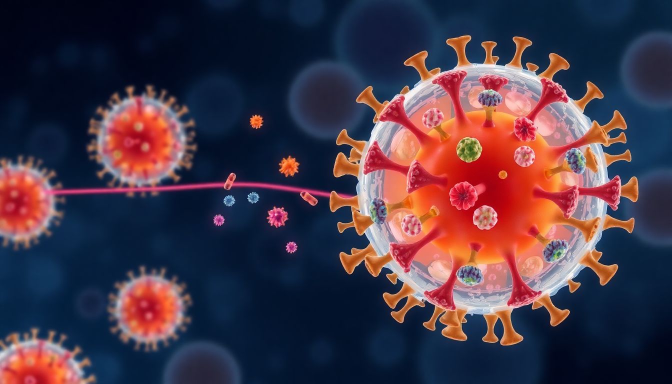 An illustration of a cell-based cancer vaccine presenting diverse antigens to the immune system.