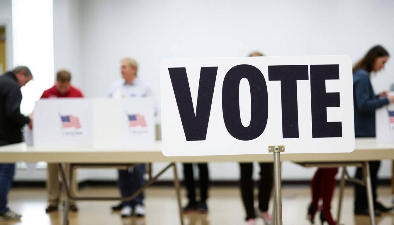 A photo of voters casting their ballots or a 'Vote' sign, symbolizing the importance of the upcoming midterm elections.