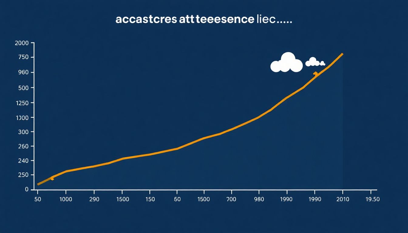 A graph showing the increasing trend of catastrophic events over the years