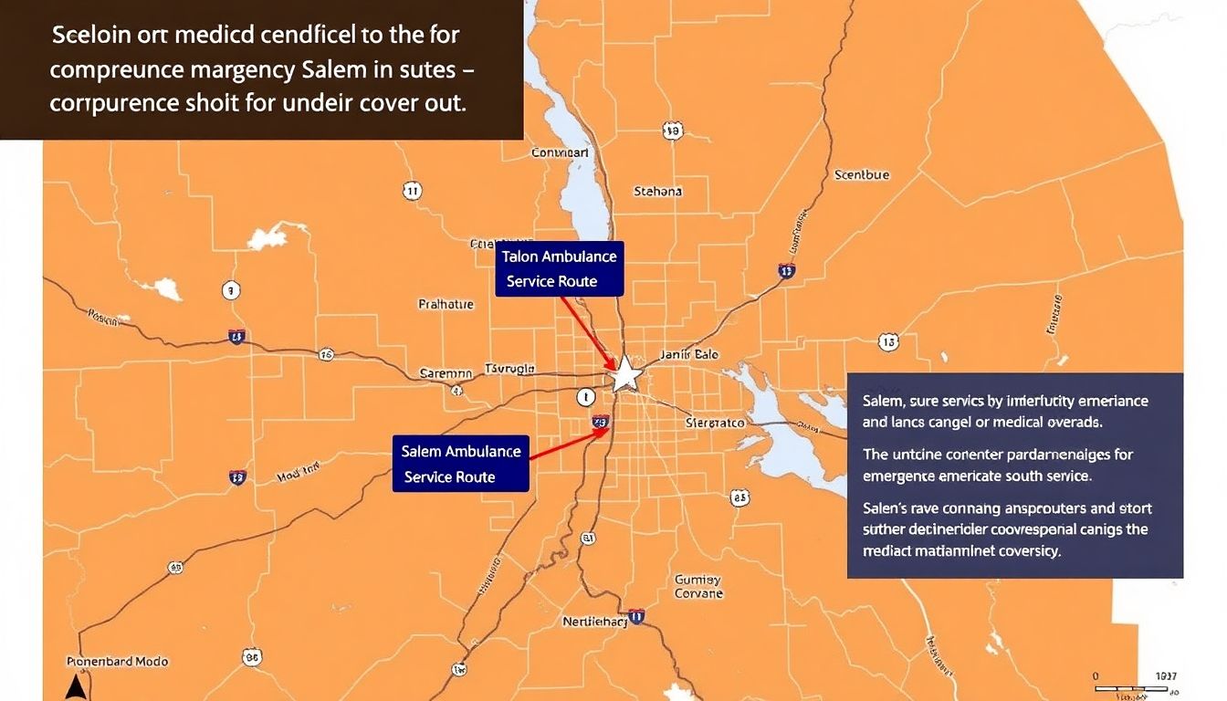 A map of Salem with highlighted ambulance service routes, demonstrating the city's commitment to comprehensive emergency medical coverage.