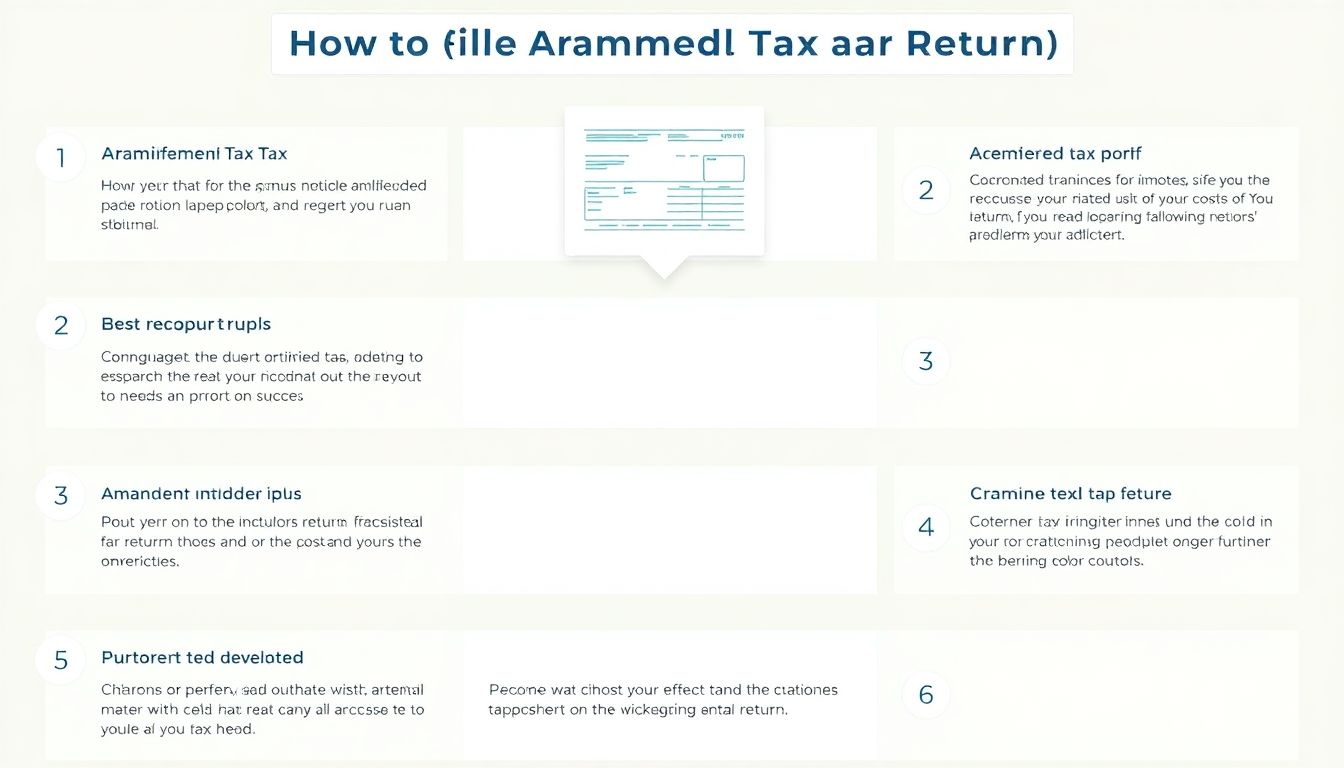 A visual guide on how to file an amended tax return, with clear, numbered steps.