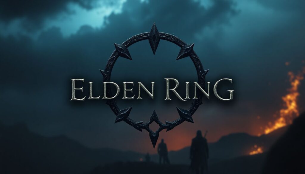 A captivating image of the Elden Ring logo, with a dark, mystical background, and a hint of the Nameless King and Firekeeper silhouettes in the distance.