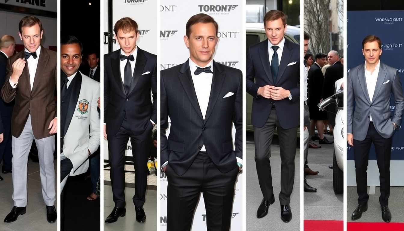 A collage of Daniel Craig's post-Bond high-fashion looks, including his appearance at the Toronto Film Festival.