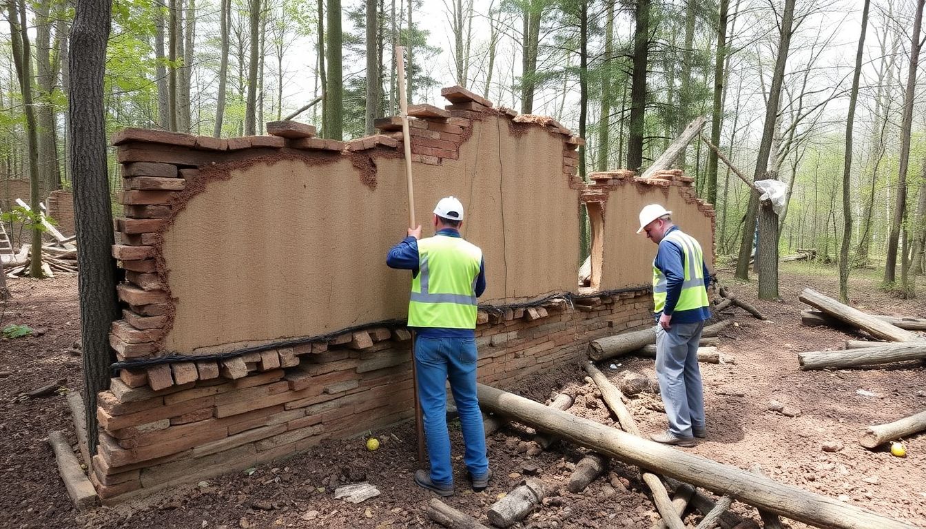 A shot of trust members working to repair the damage at the Cloud Wood site.