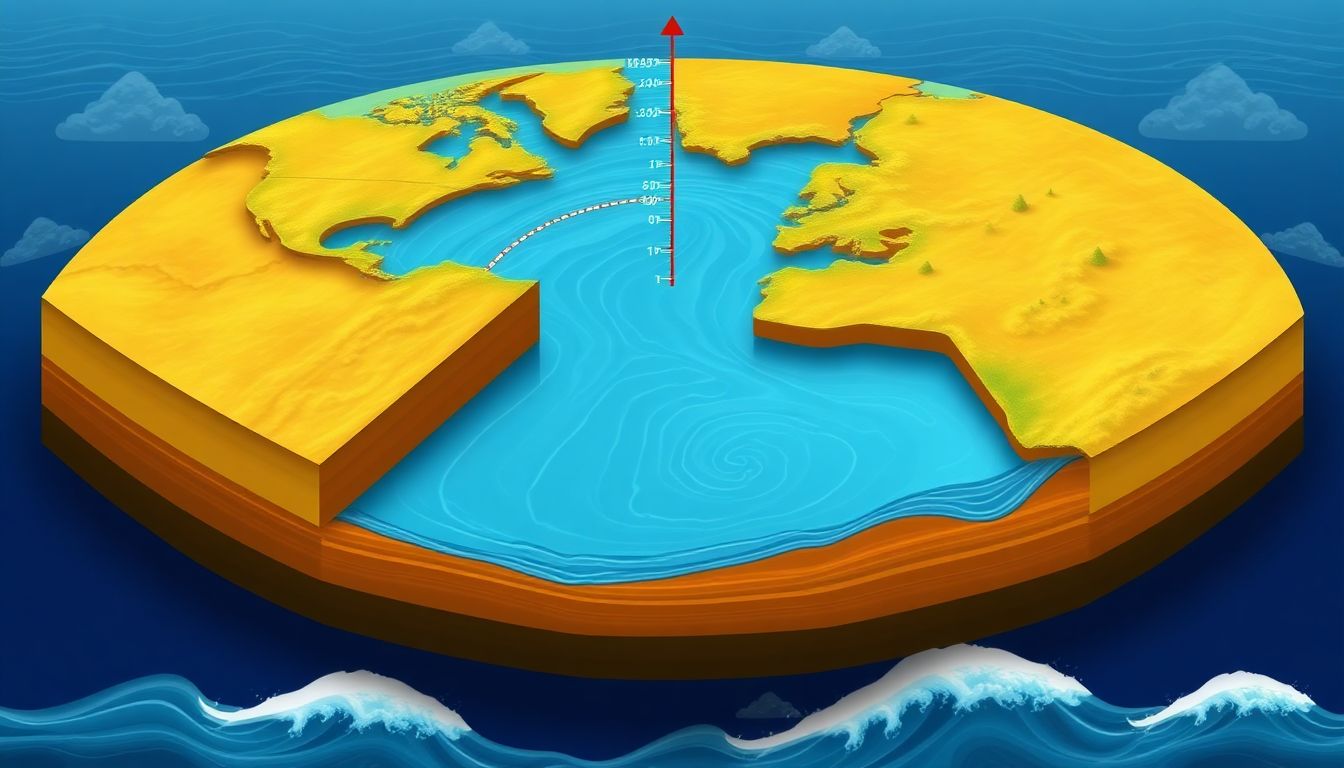 Generate an image of a scientific diagram illustrating the tectonic plates and the formation of the tsunami.