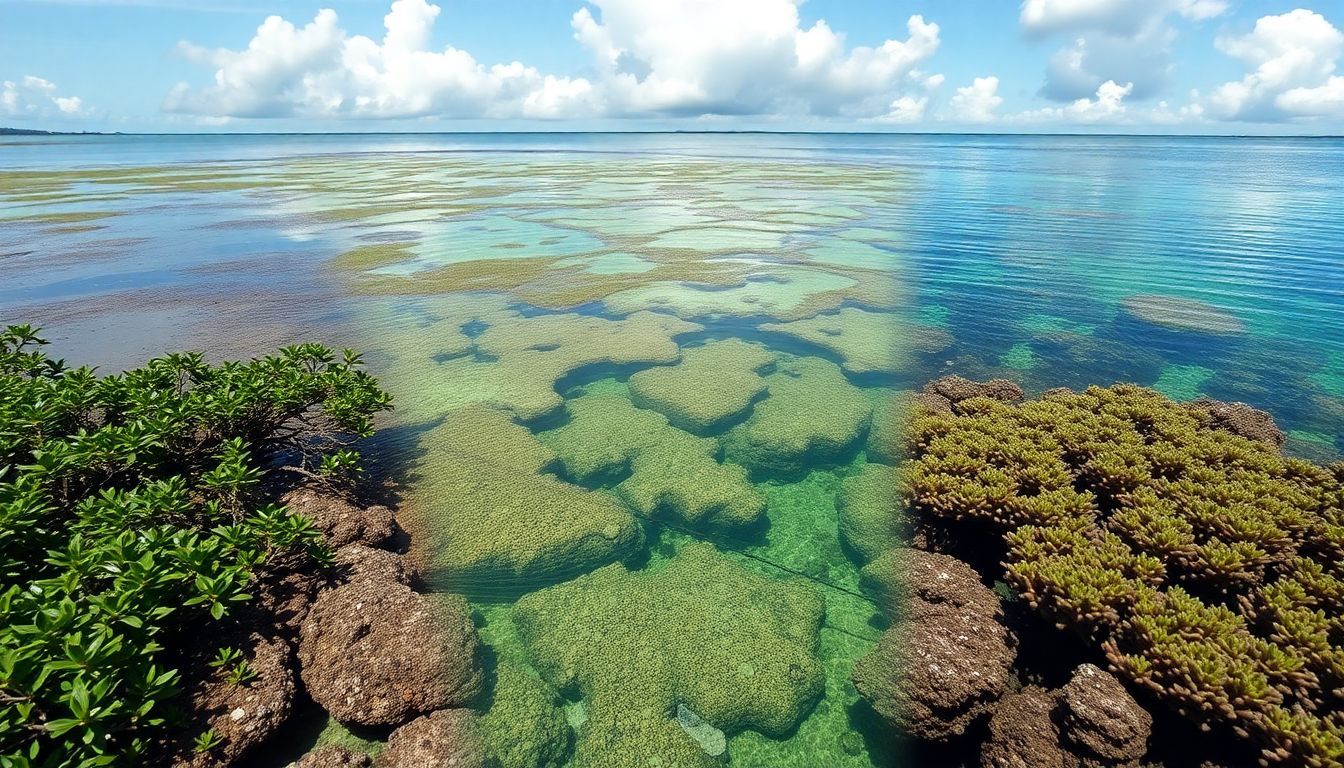 Showcase images of mangroves, wetlands, and coral reefs being used as natural defenses against future disasters.