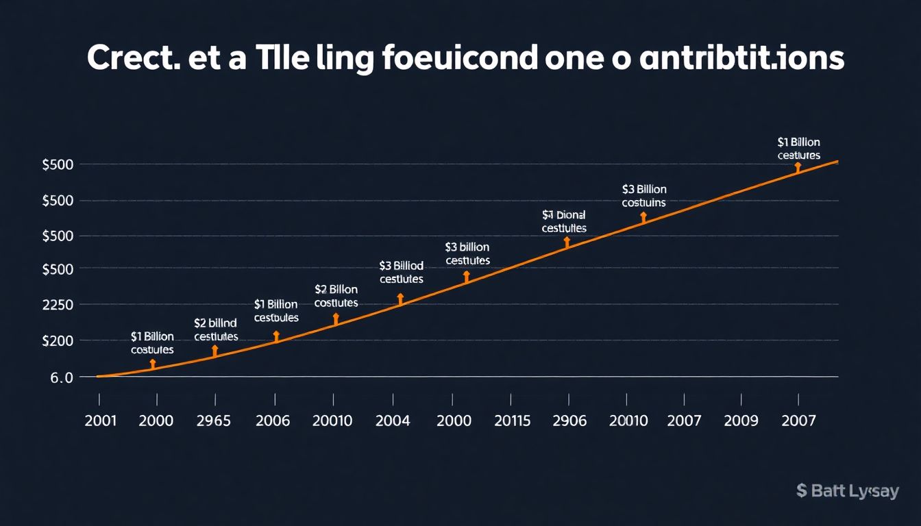 Create an image of a graph showing the projected $3 billion annual contributions from fossil fuel companies over the next 25 years.