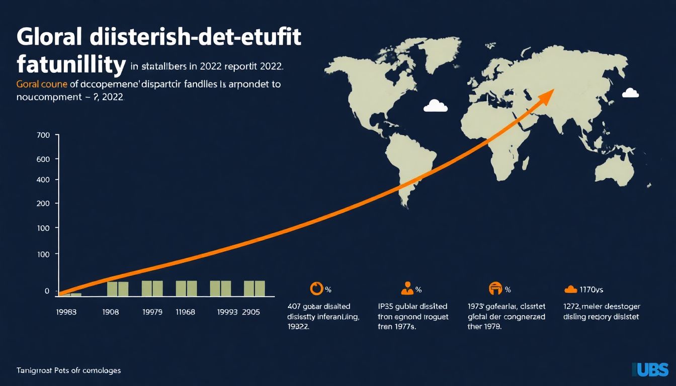 Create an infographic showing the decline in global disaster-related fatalities since the 1970s, with a focus on the 2022 IPCC report's recommendations.