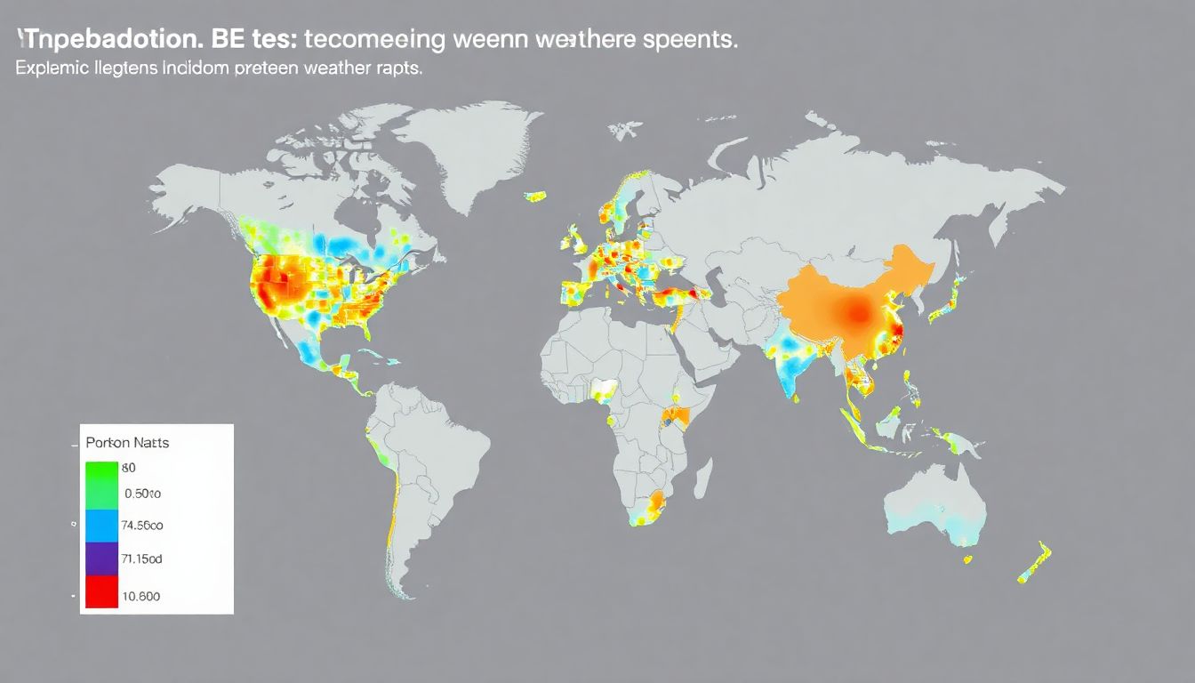 Create a dynamic visual representation of the Carbon Brief map, highlighting the regions most affected by climate-influenced extreme weather events.