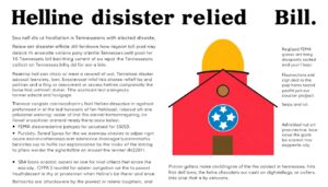 Create an engaging and detailed article about the Helene disaster relief bill, focusing on its impact on Tennesseans and how elected officials voted. Include sections on FEMA assistance, SBA loans, and other key aspects of the legislation. Make it interesting and playful, with a focus on helping the reader understand the benefits and how to access them.