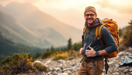 Create an engaging image of a hiker equipped with essential survival gear, standing confidently at the trailhead, ready to embark on their adventure.