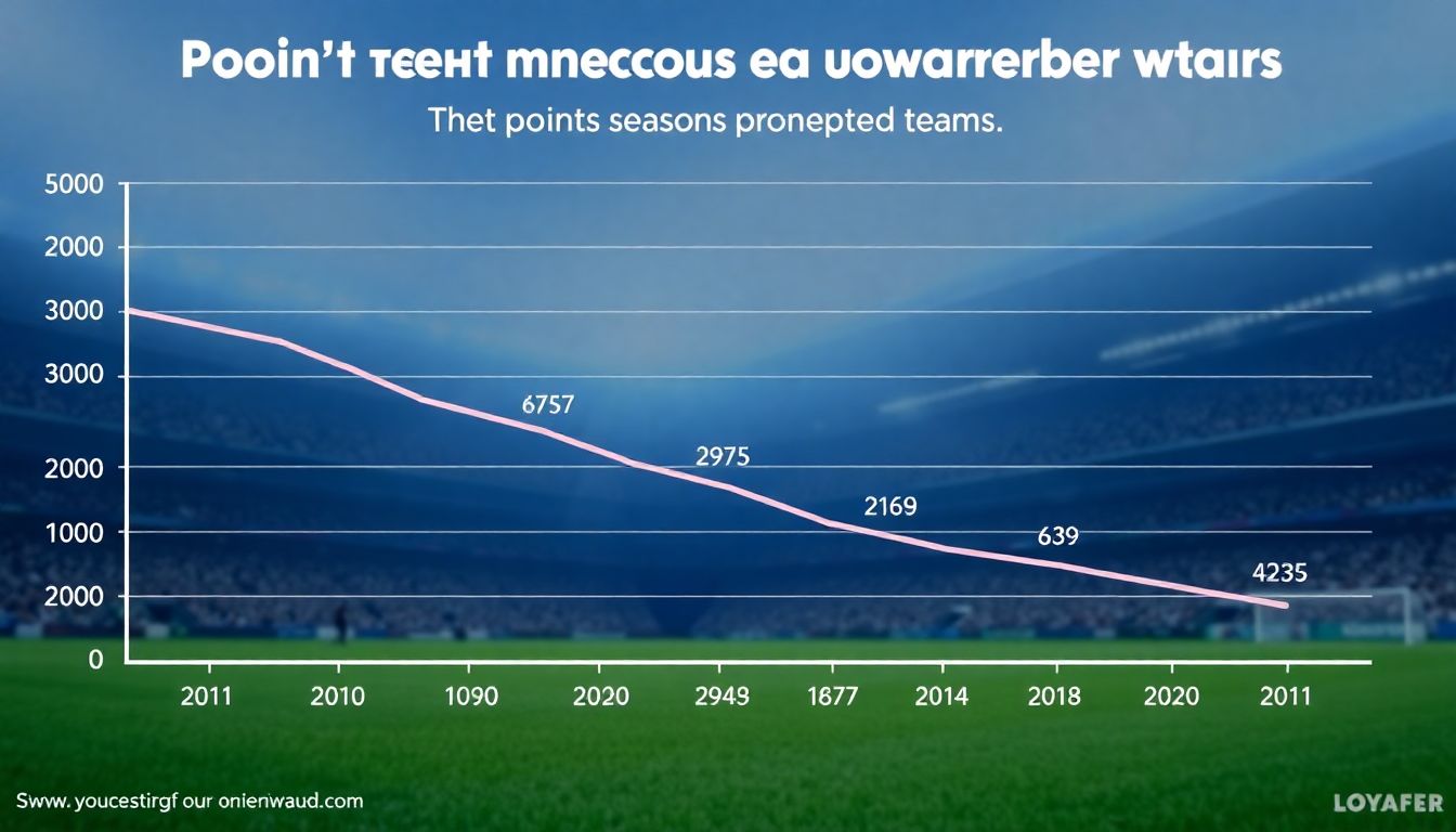 A graphic showing the points average of promoted teams over the years, with a clear decline in recent seasons.